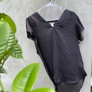 Black V Neck Blouse Frill Sleeves H&M